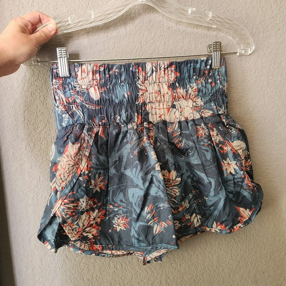 Free People Movement The Way Home Shorts In Empire Jewel Size S Floral‎ Blue
